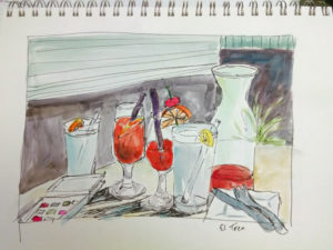 Sketching at happy hour